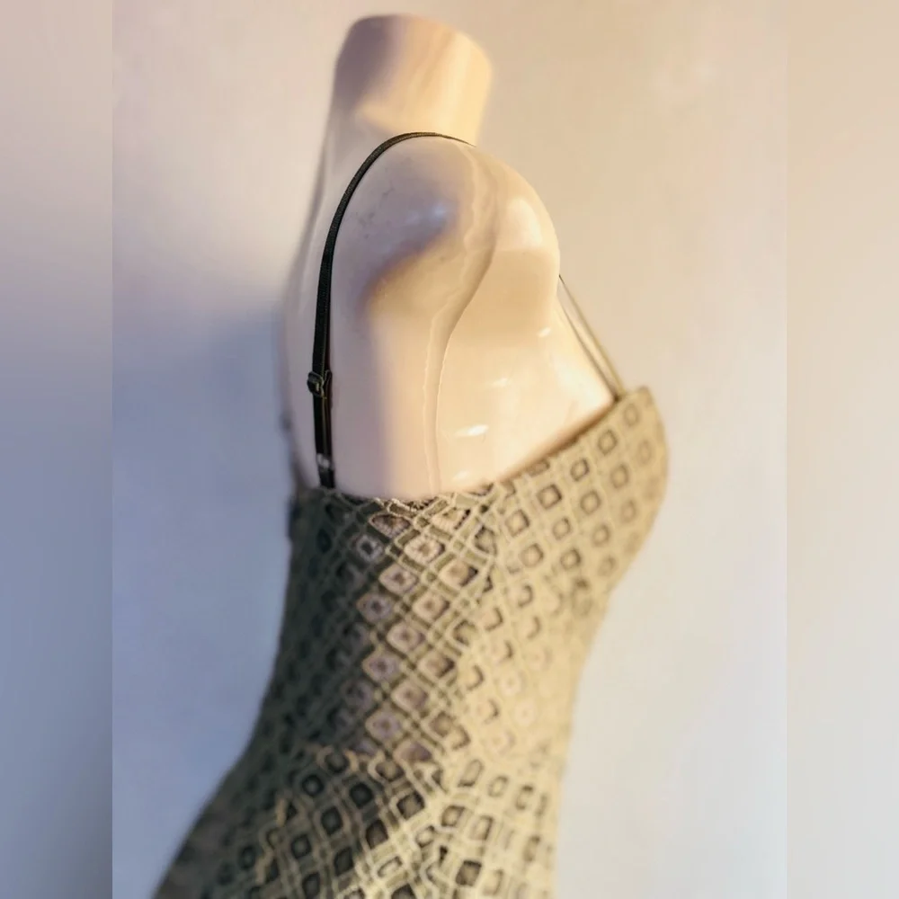 Bebe Olive Green Lace Dress Size 2 shorts under dress